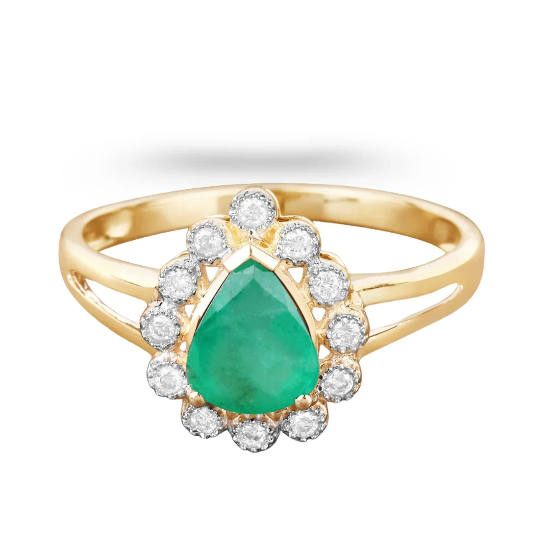 Genuine Zambian Emerald Diamond Halo Ring