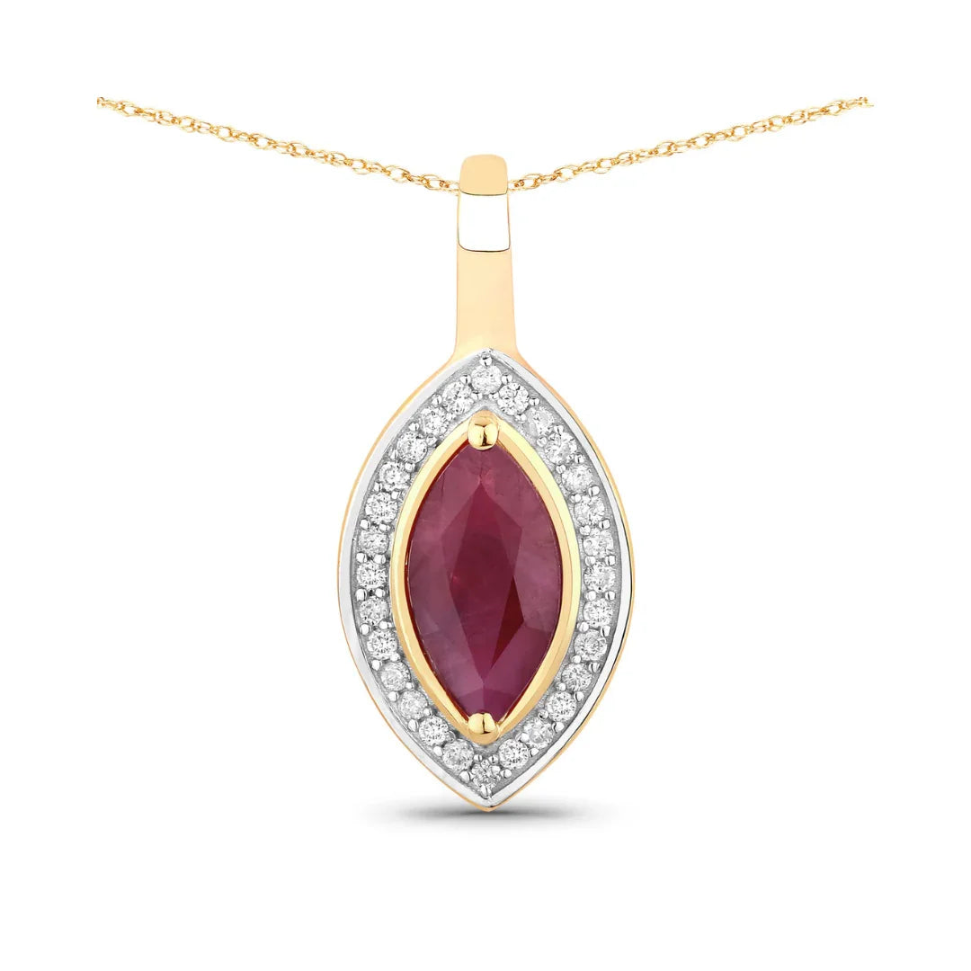 Genuine 10K Pink Ruby and White Diamond Pendant