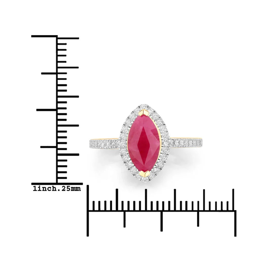 Genuine Ruby Diamond 10K Gold Ring