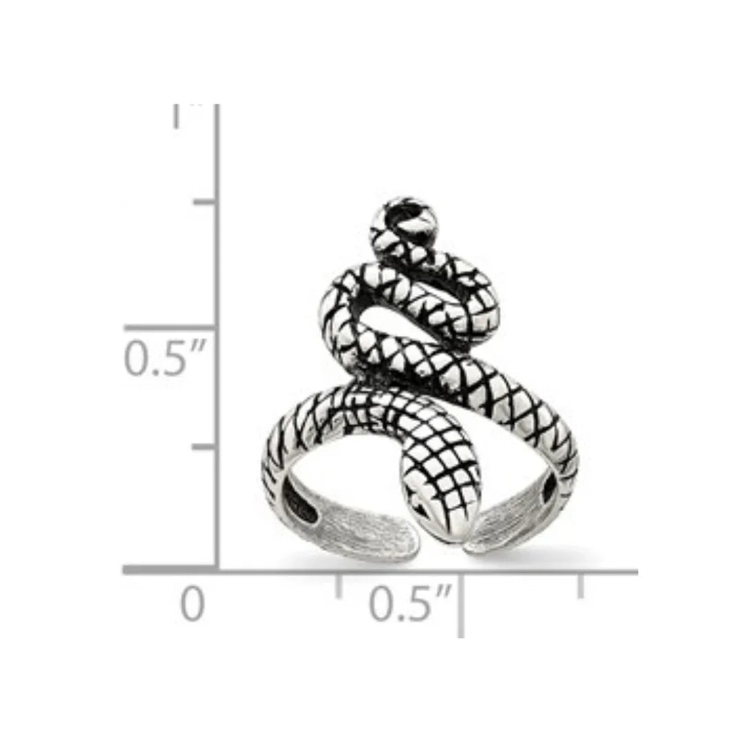 Antiqued Silver Snake Toe Ring