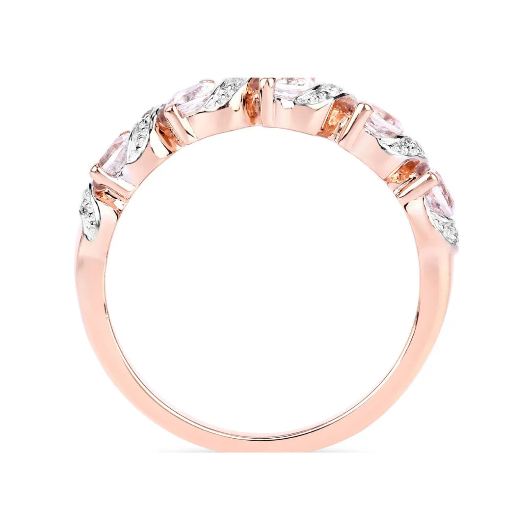 Peach Genuine Morganite 5 Stone Ring Fine Color Jewels