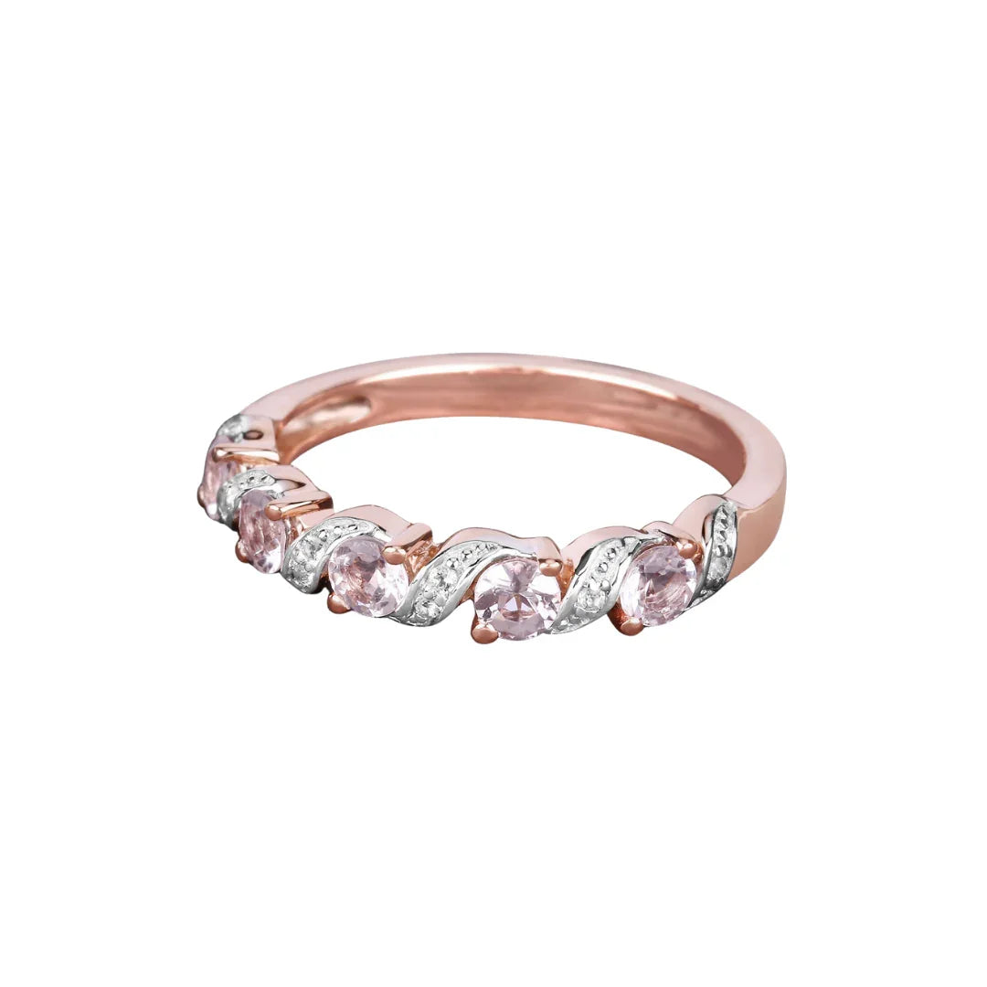 Peach Genuine Morganite 5 Stone Ring Fine Color Jewels