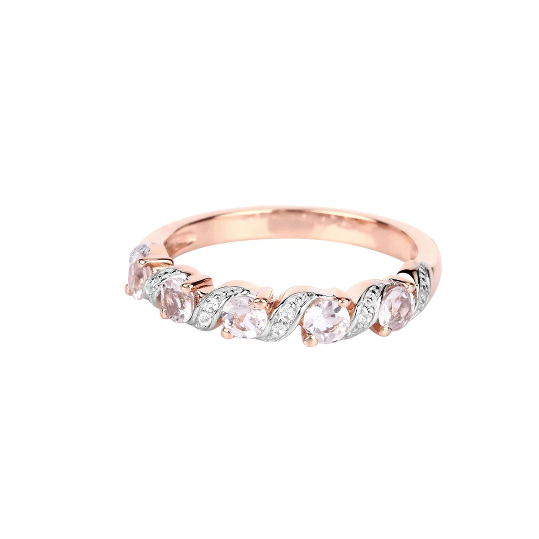 Peach Genuine Morganite 5 Stone Ring
