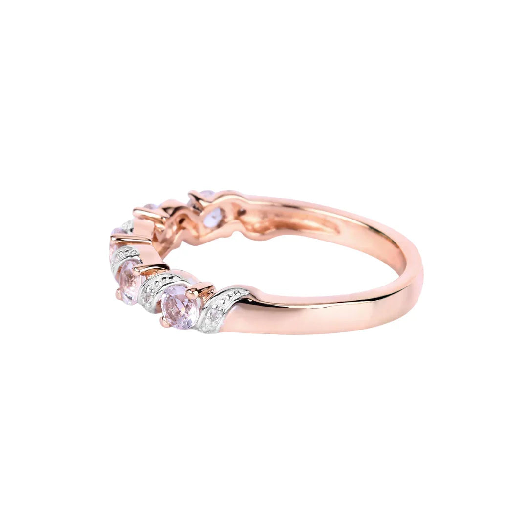 Peach Genuine Morganite 5 Stone Ring Fine Color Jewels