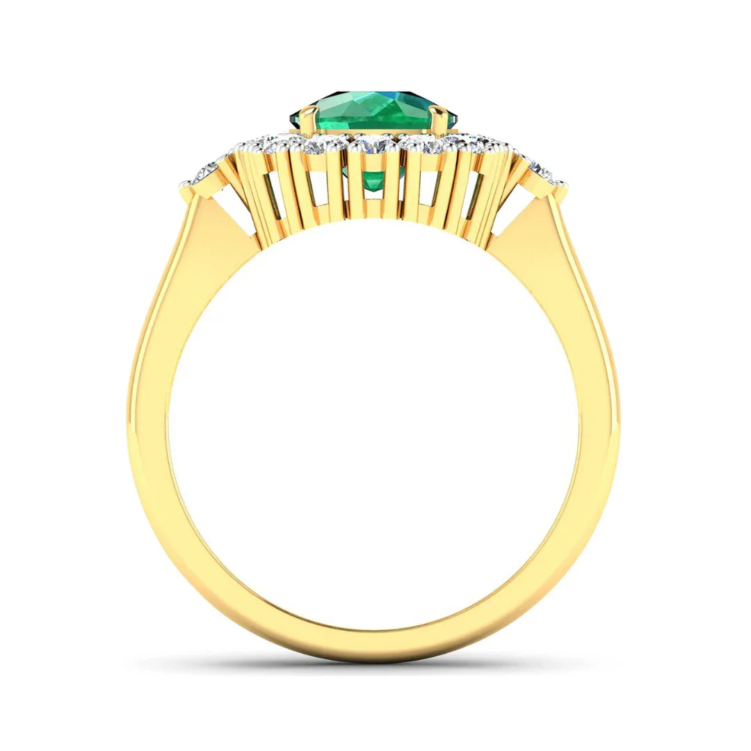 Genuine Diamond Zambian Emerald Cushion Cut Ring