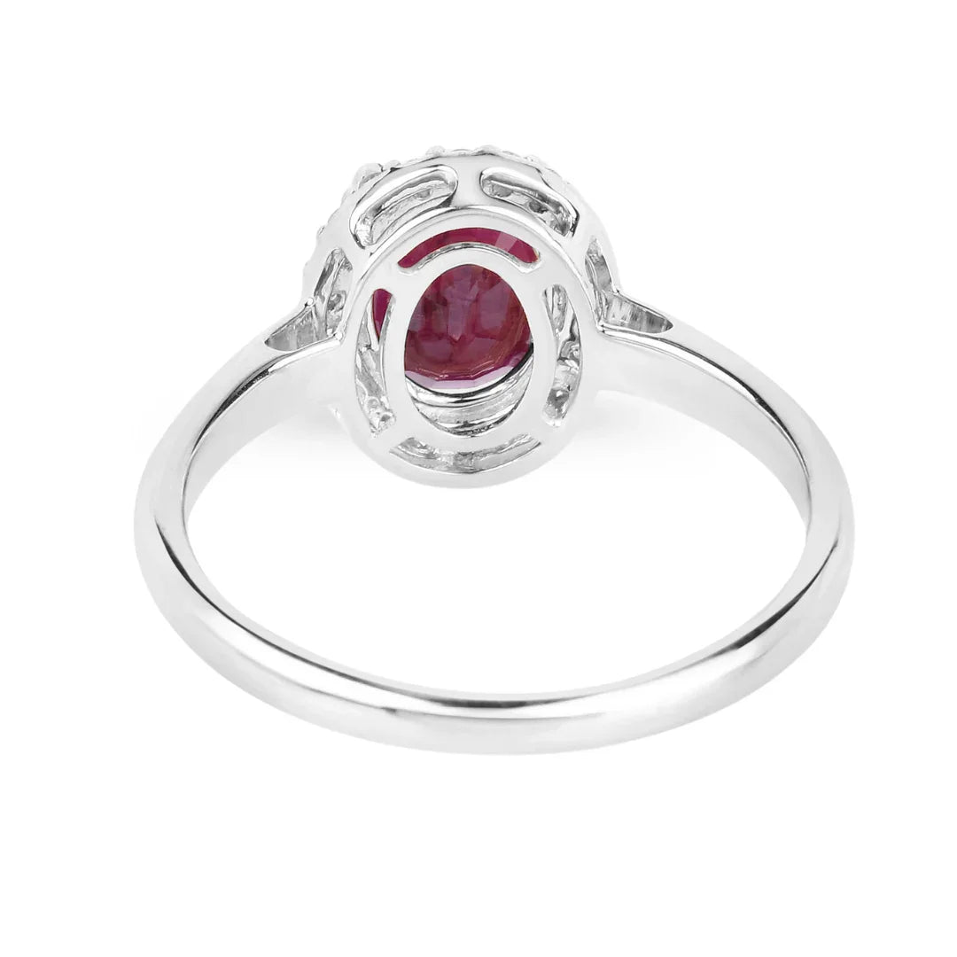 Genuine 10K Pink Ruby and Diamond Halo Ring