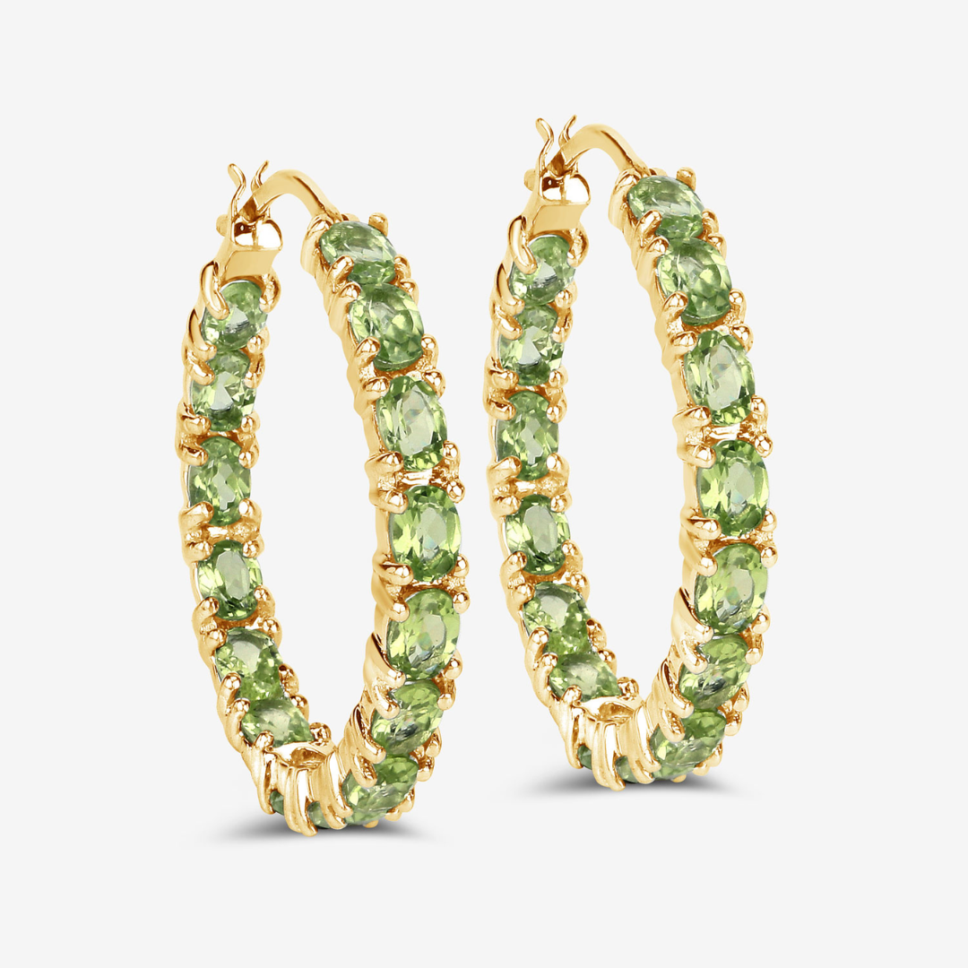 14k Gold Plated Peridot Hoop Earrings