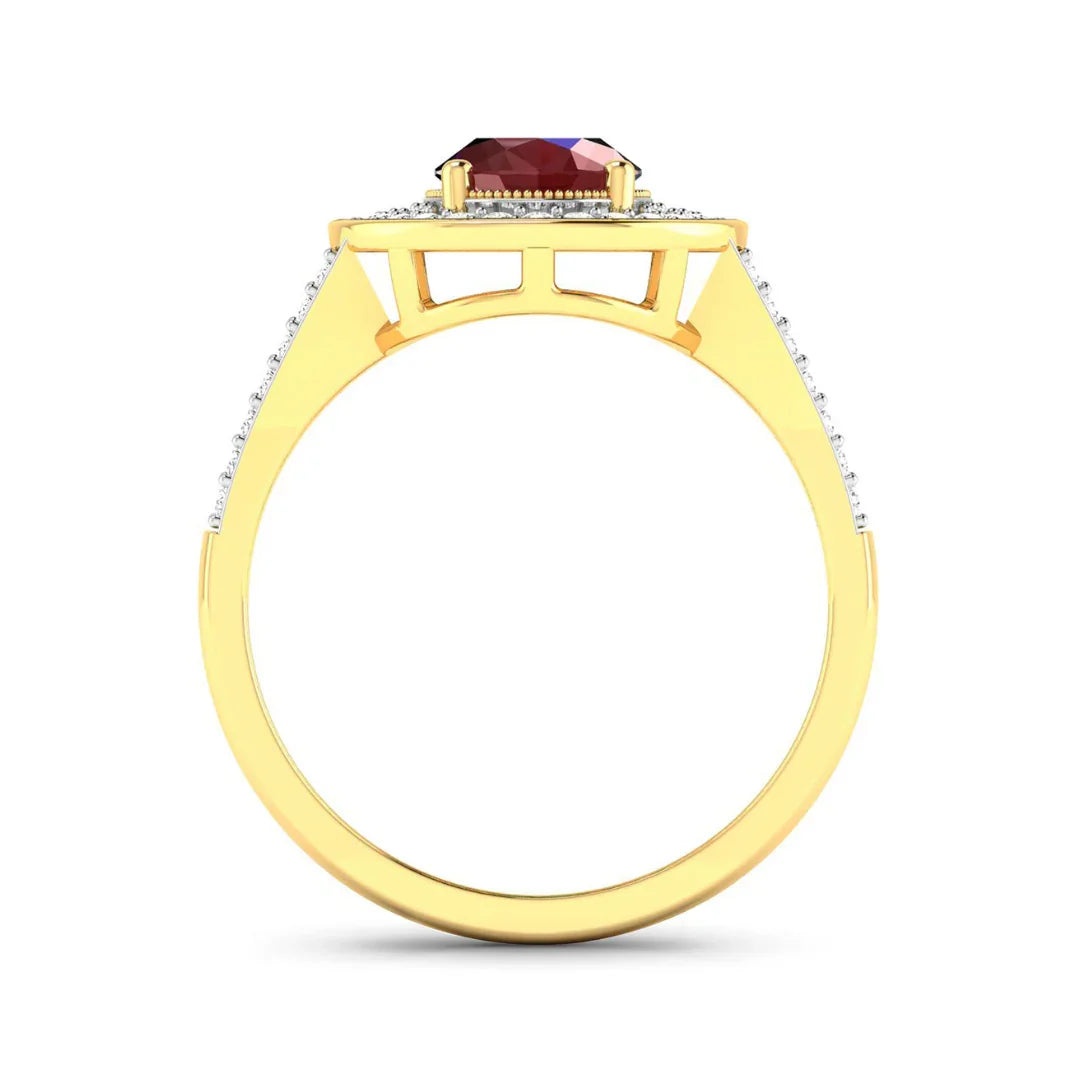 Genuine White Diamond and Ruby Halo Ring