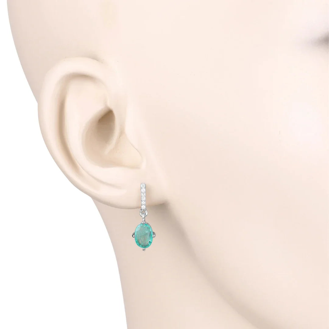 Genuine Zambian Emerald Diamond 10K Gold Oval Earrings