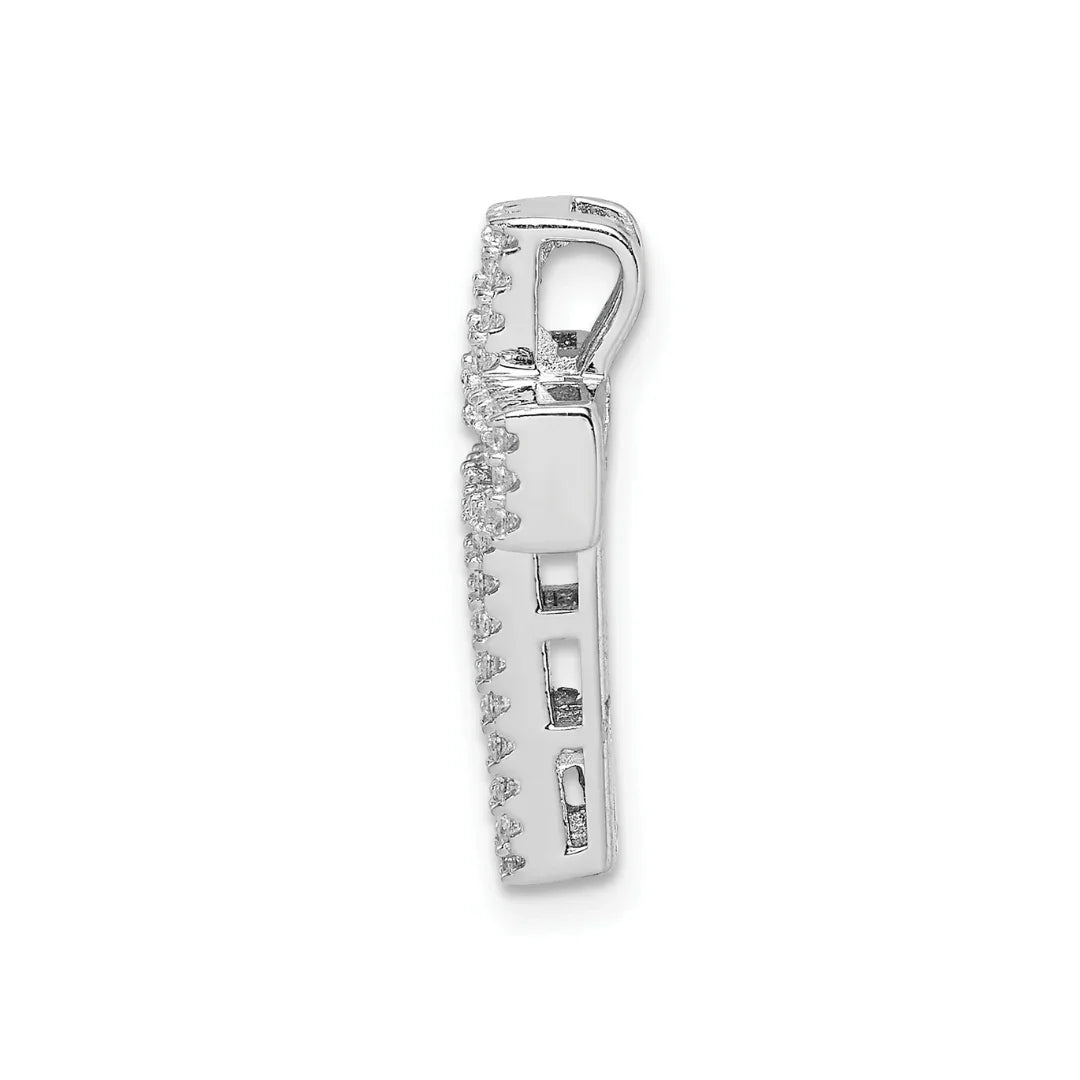 Pink and White CZ Cross Chain Slide Pendant
