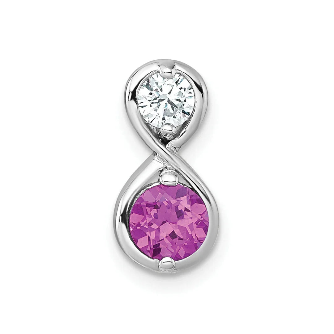 Dainty Ruby and CZ Infinity Chain Slide Infinity Pendant