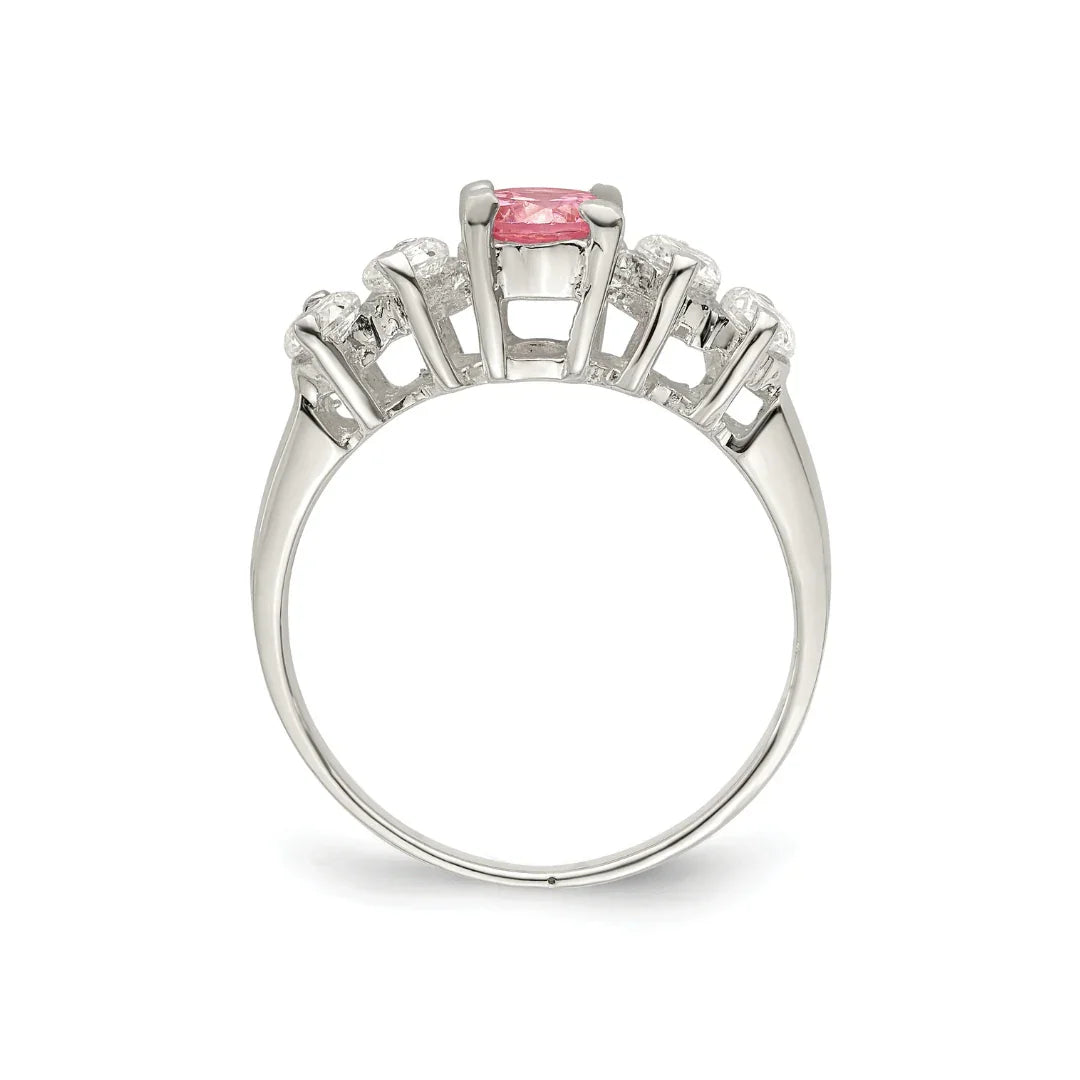 Pink Round CZ Stones Ring