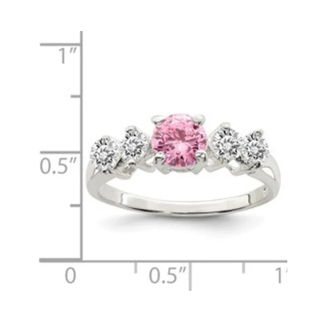 Pink Round CZ Stones Ring