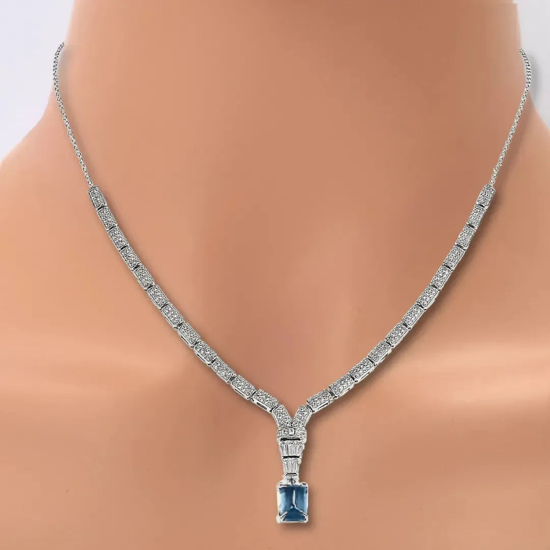Natural London Blue Topaz Birthstone Necklace