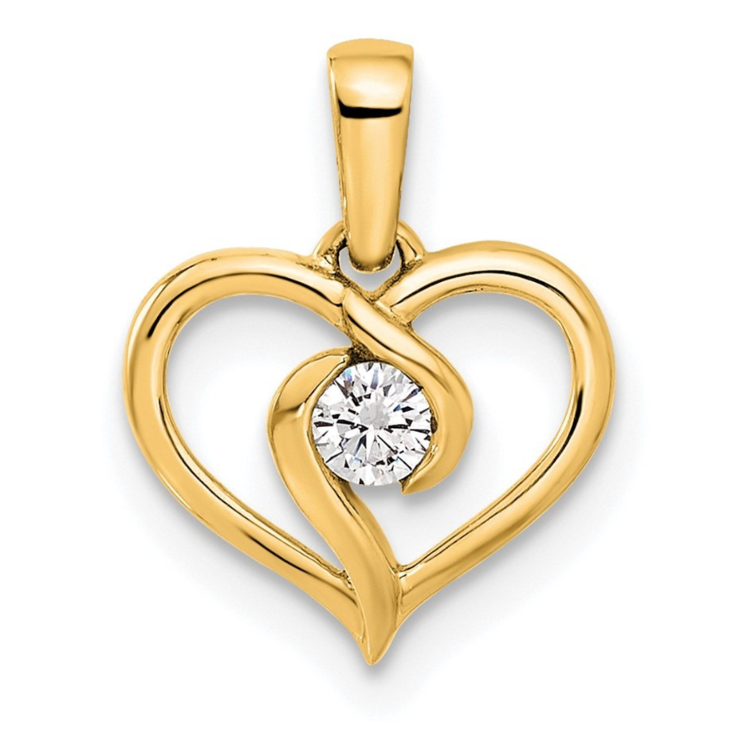 14k Gold Lab Grown Diamond Heart Pendant 1/10 carat