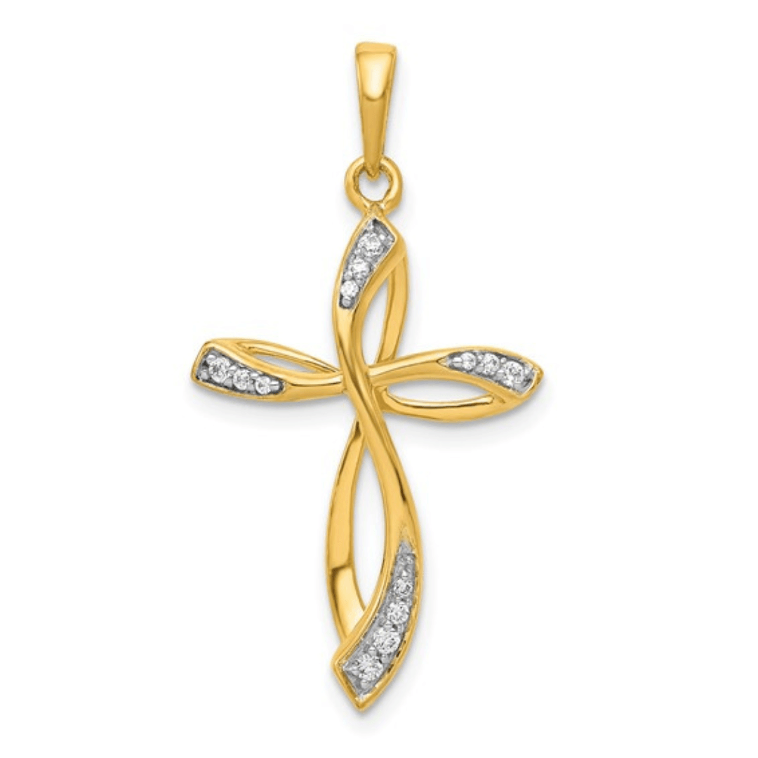 14K Yellow Gold Lab Diamond Cross, Lab Grown Diamond Infinity Pendant, Charm Bridal Pendant For Women, Mothers Day Gift for Her Pendant