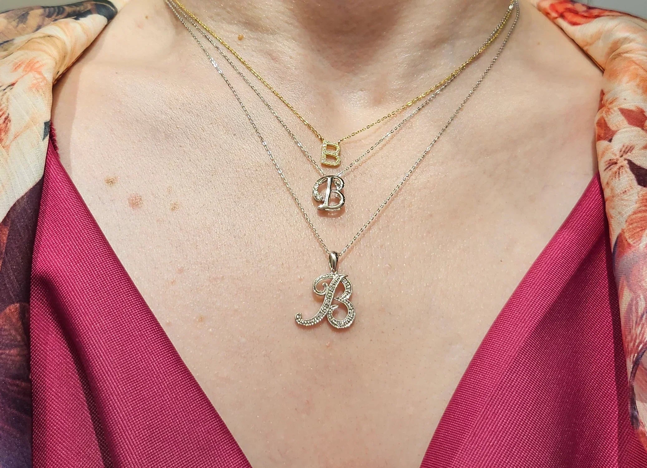 10K Gold Mini Diamond Initials Necklace