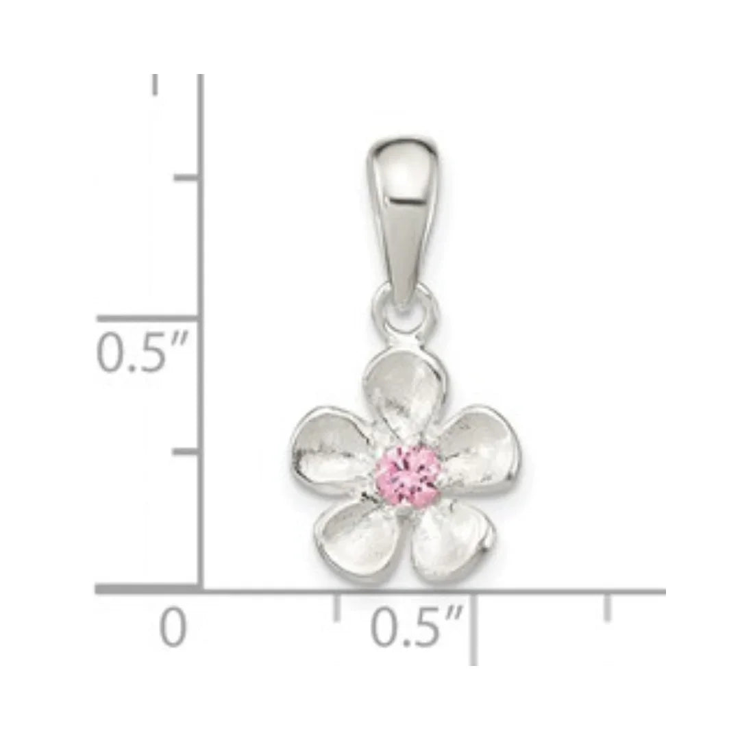 Pink Cubic Zirconia Flower Pendant