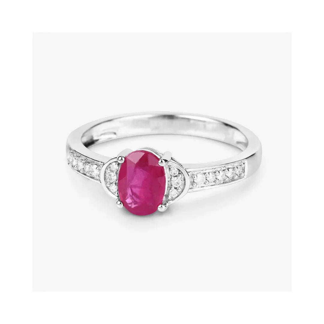 Genuine 10K Ruby and Diamond Bridge Ring