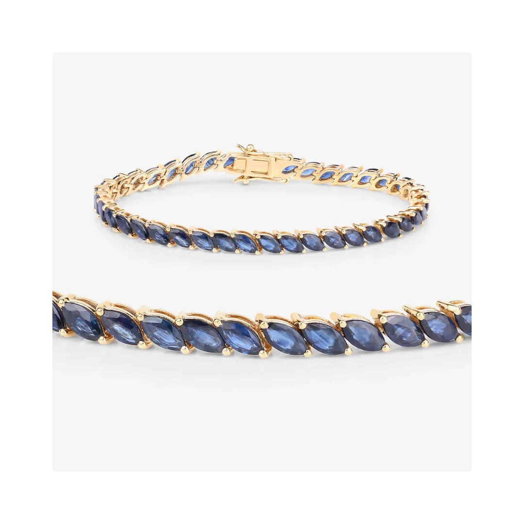 Genuine Blue Sapphire 10K Yellow Gold Bracelet
