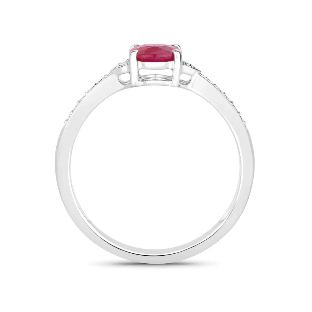 Genuine 10K Ruby and Diamond Bridge Ring