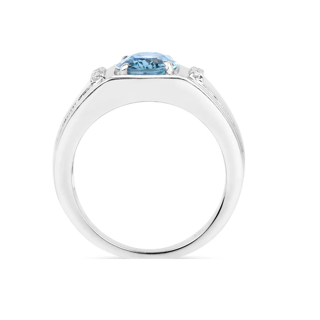 London Blue Topaz Sterling Silver Unisex Ring
