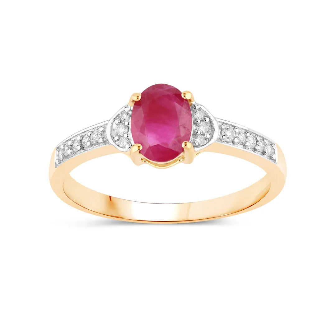 Genuine 10K Ruby and Diamond Bridge Ring