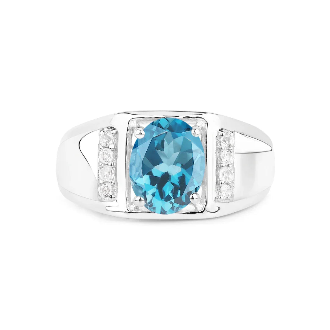London Blue Topaz Sterling Silver Unisex Ring