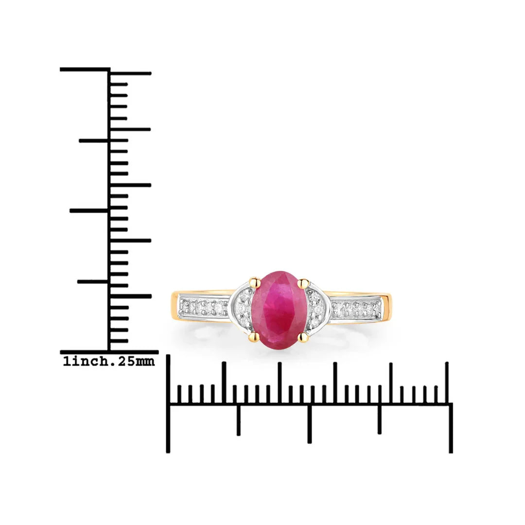Genuine 10K Ruby and Diamond Bridge Ring