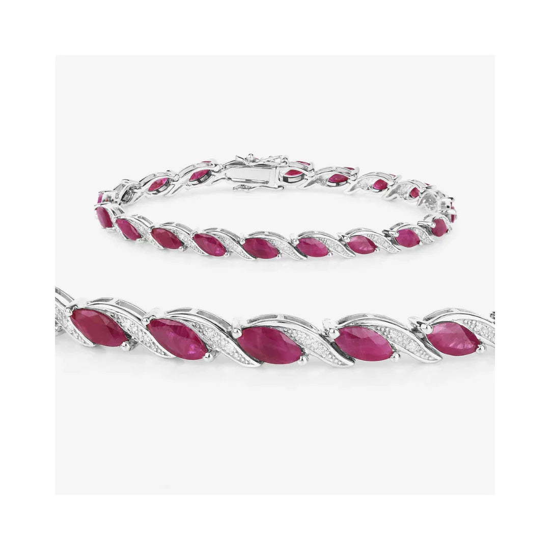 Genuine Ruby Diamond 10k Gold Bracelet Womens