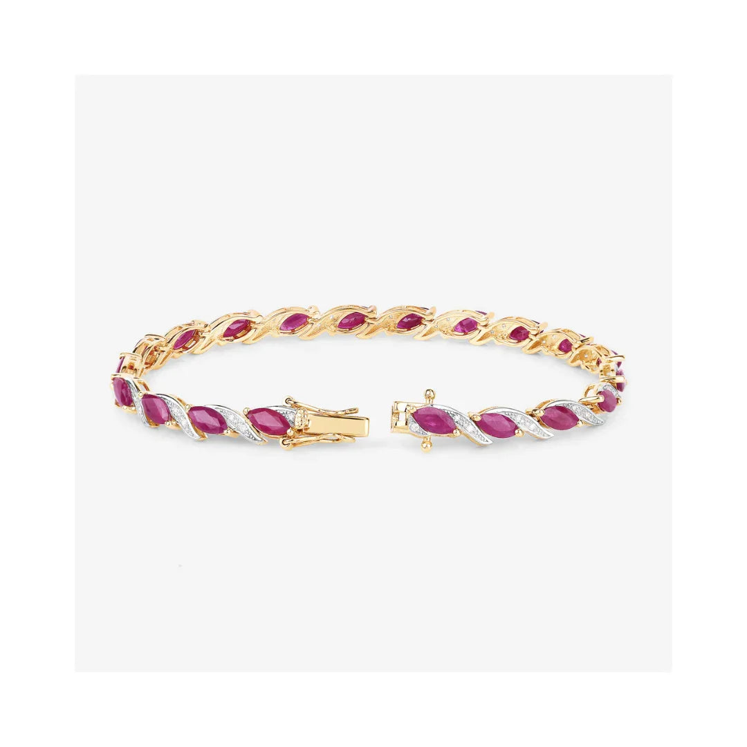 Genuine Ruby Diamond 10k Gold Bracelet Womens