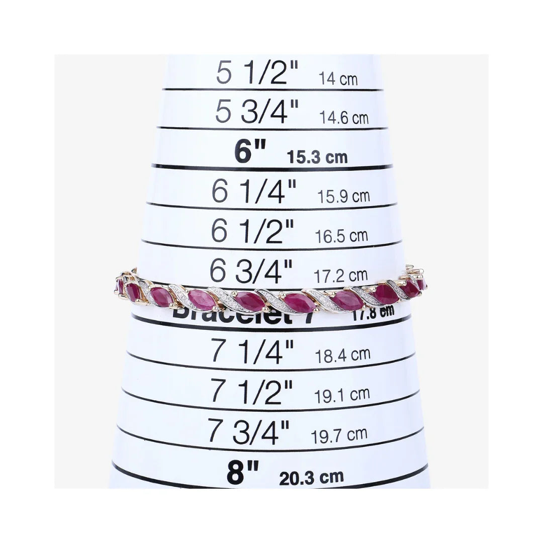 Genuine Ruby Diamond 10k Gold Bracelet Womens