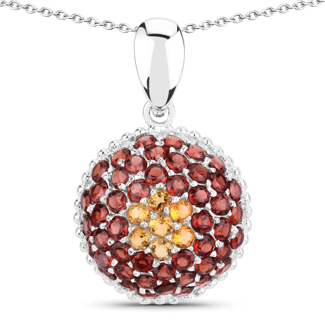 Genuine Citrine Garnet Cluster Necklace