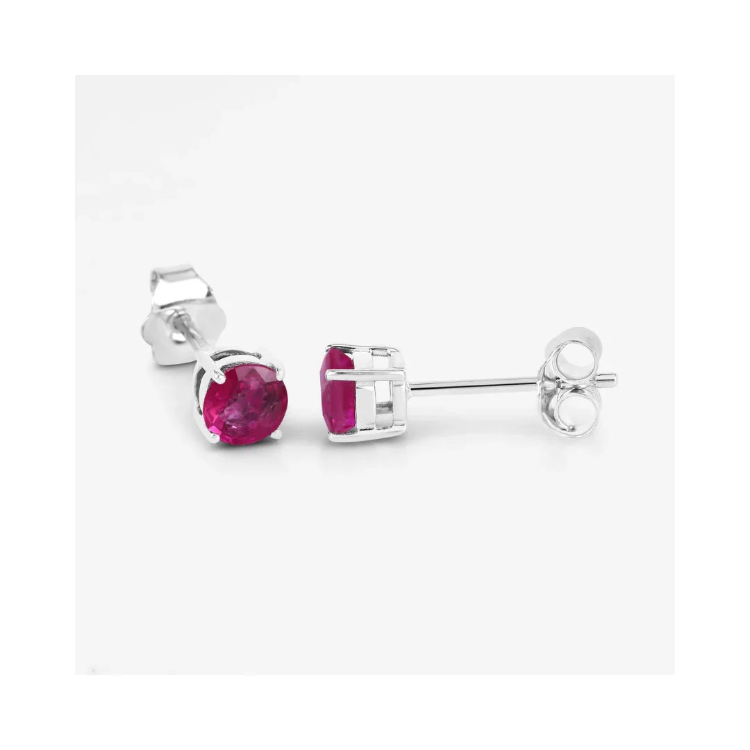 Genuine Pink Ruby 10K Earrings