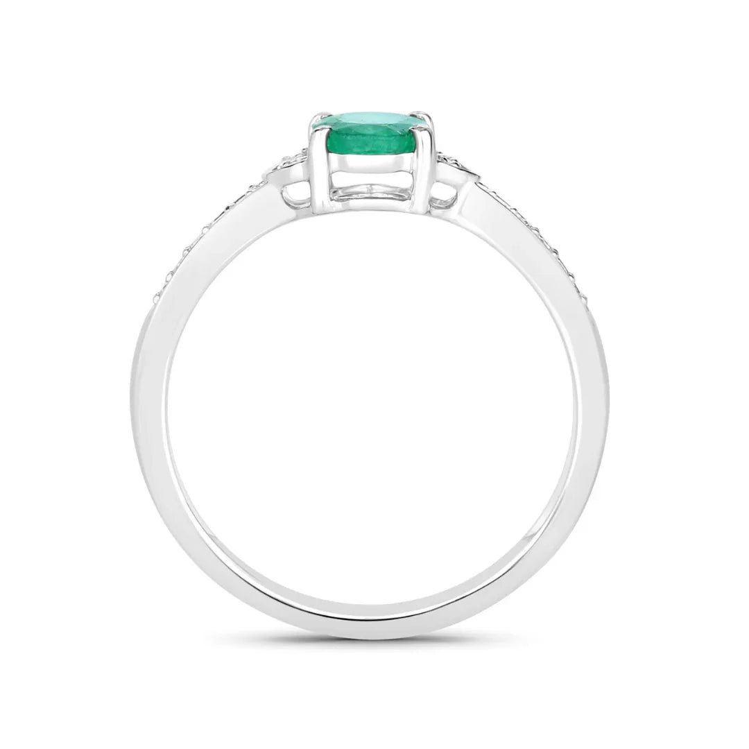 Genuine 10K Zambian Emerald Diamond Bridge Ring