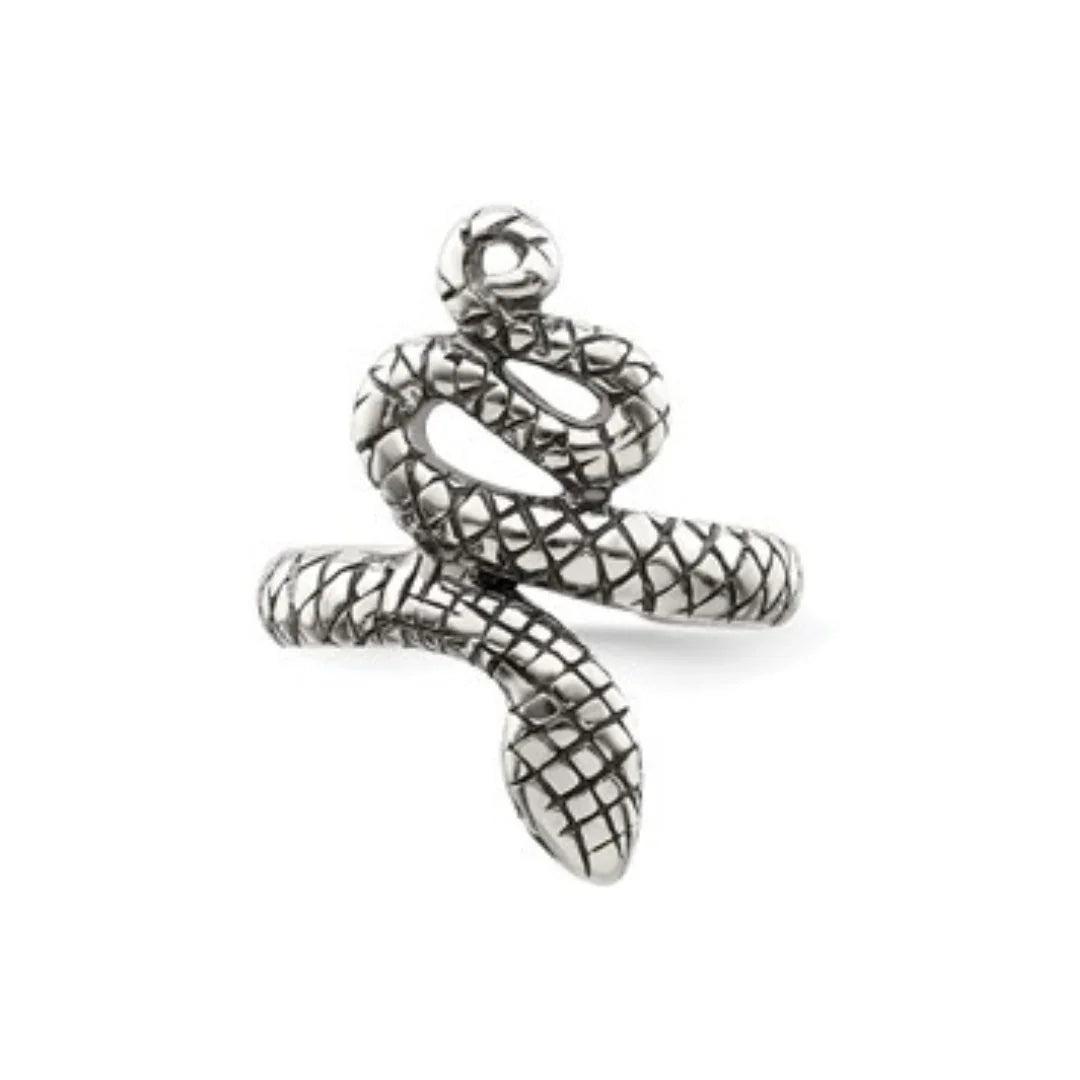 Antiqued Silver Snake Toe Ring
