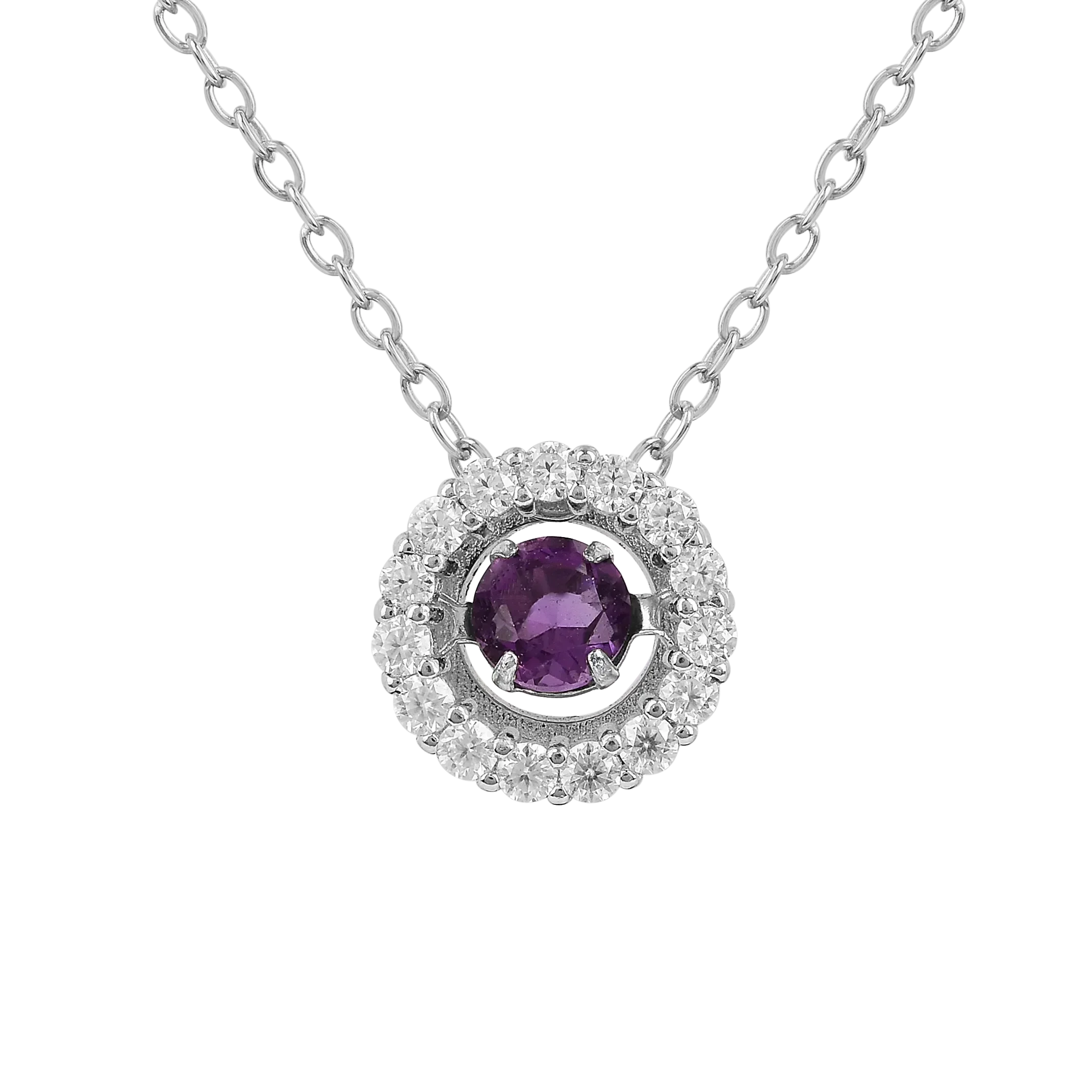 Collar con halo de piedra danzante de amatista natural