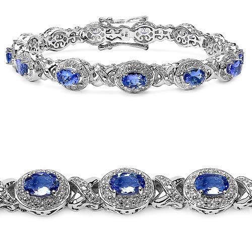 Natural Tanzanite Tennis Silver Bracelet Fine Color Jewels