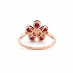 Natural Red Garnet Sterling Silver Flower Ring