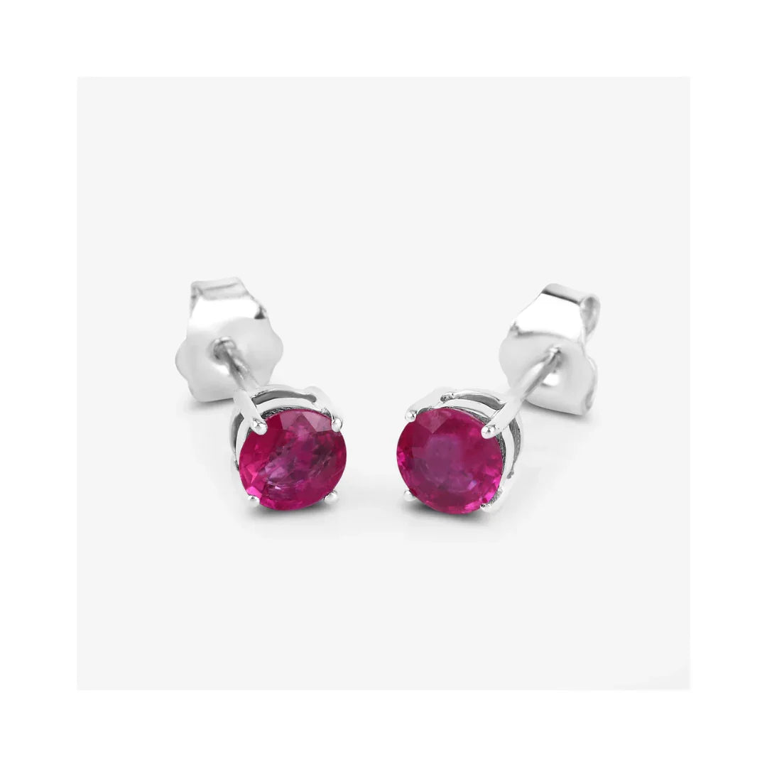 Genuine Pink Ruby 10K Earrings