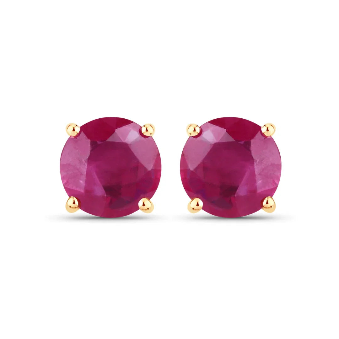 Genuine Pink Ruby 10K Earrings
