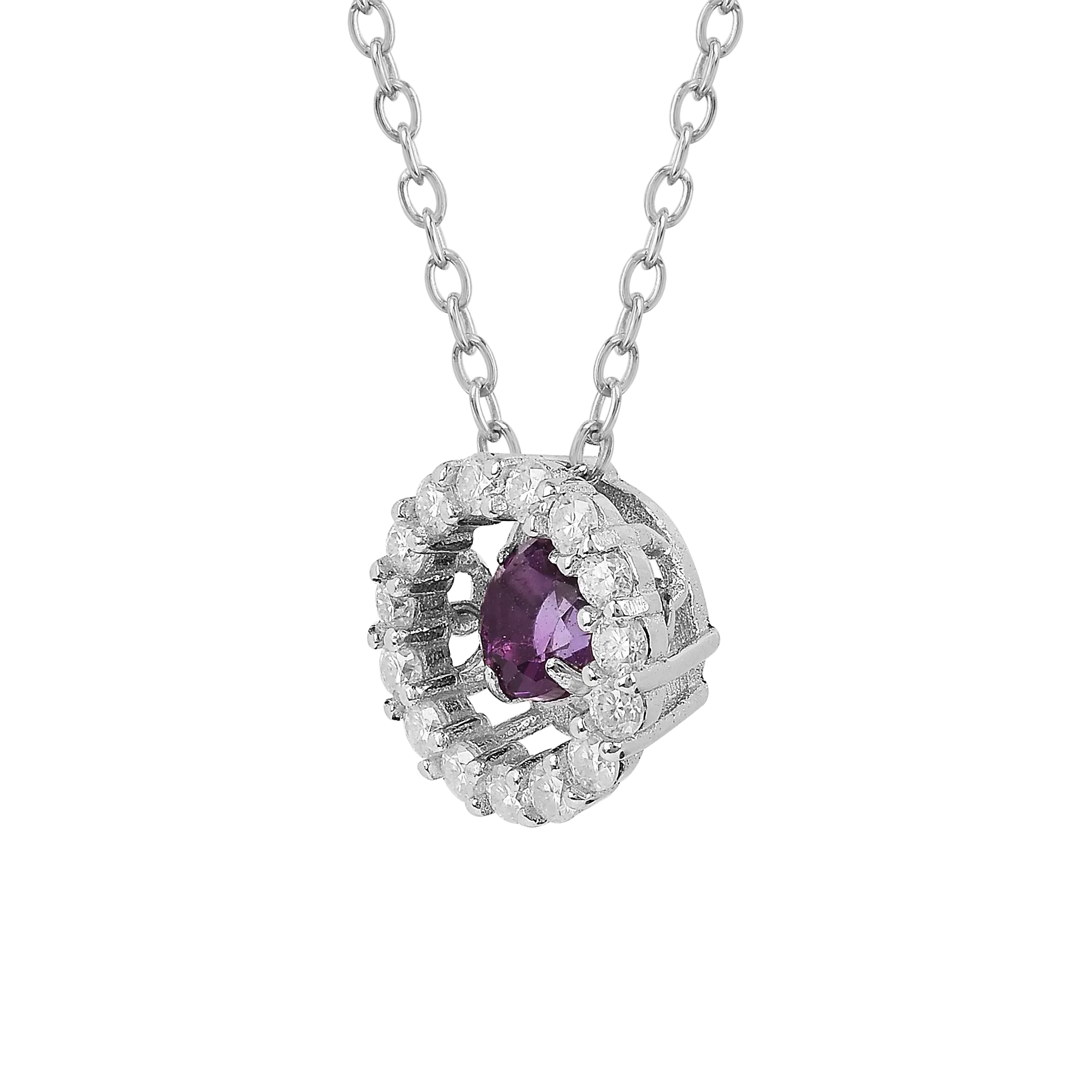 Natural Amethyst Dancing Stone Halo Necklace