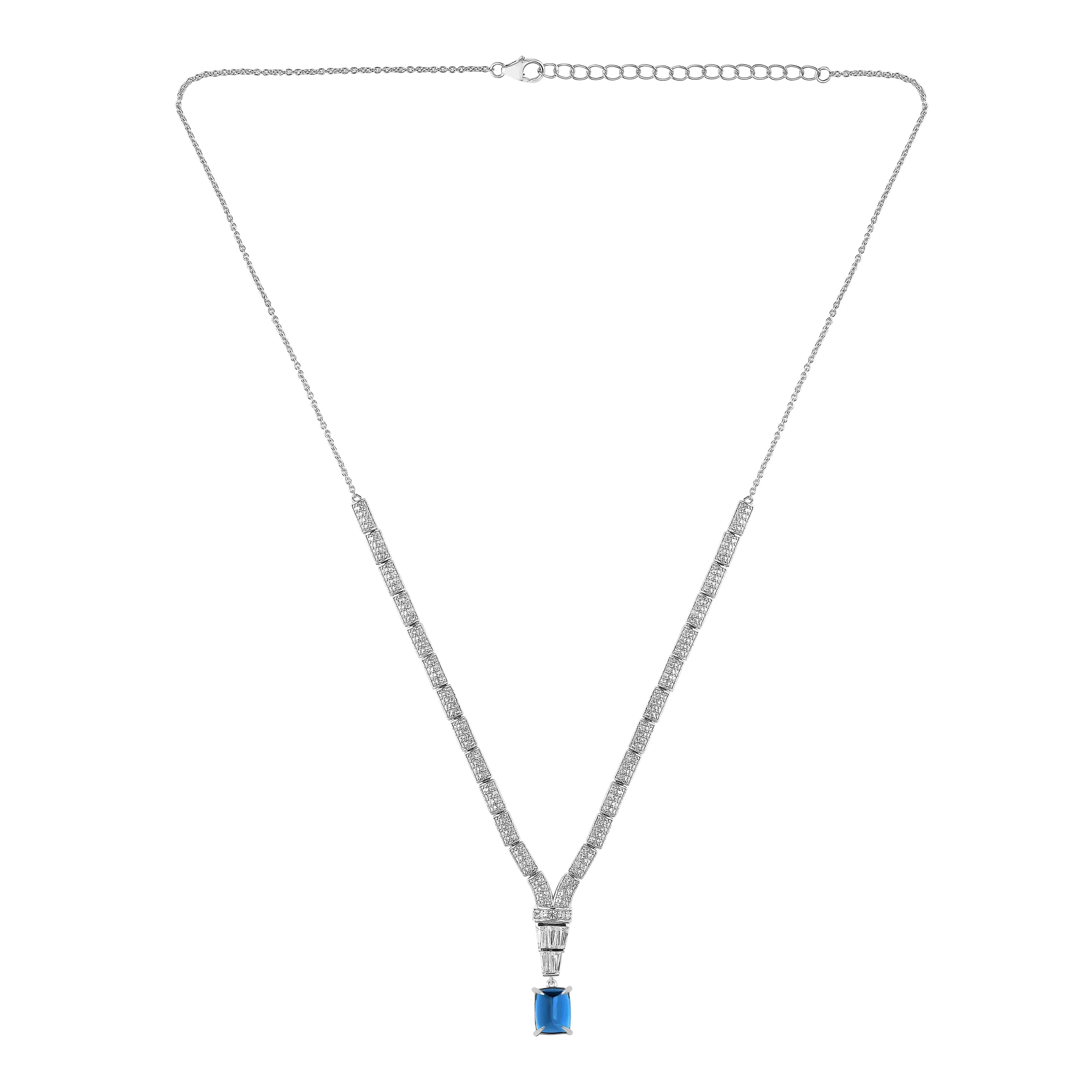 Collar con piedra natal de topacio azul de Londres natural