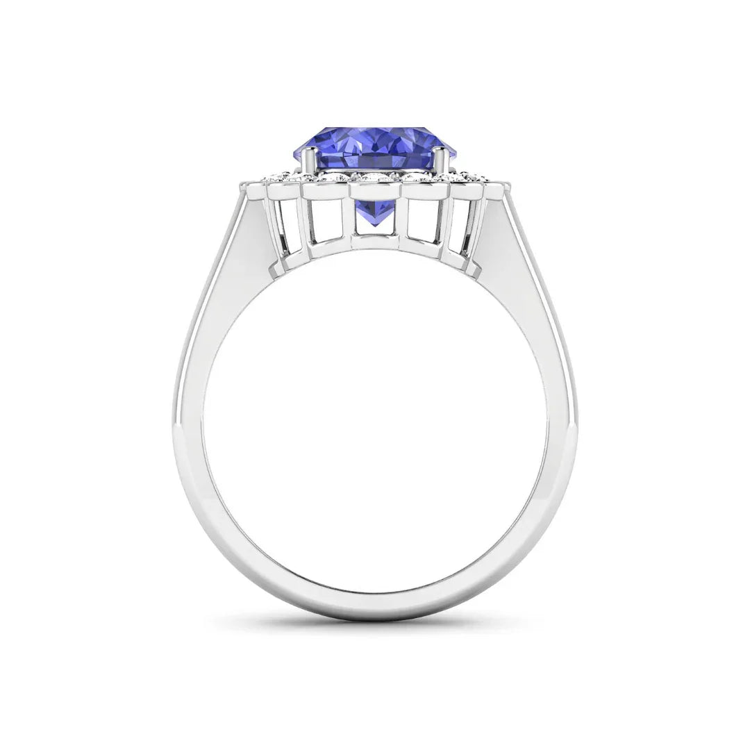 Genuine Diamond and Tanzanite Halo Ring