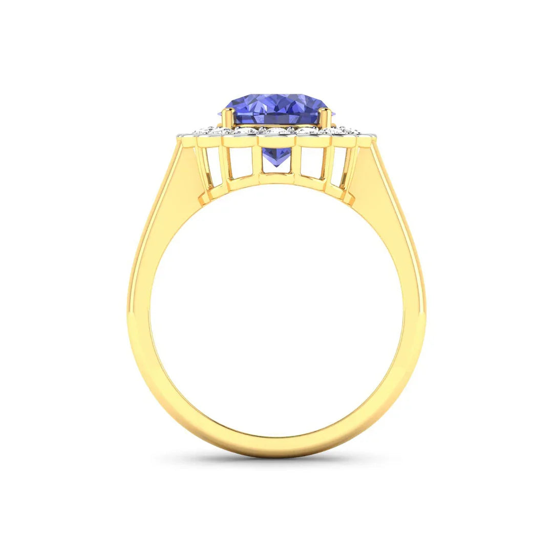 Genuine Diamond and Tanzanite Halo Ring