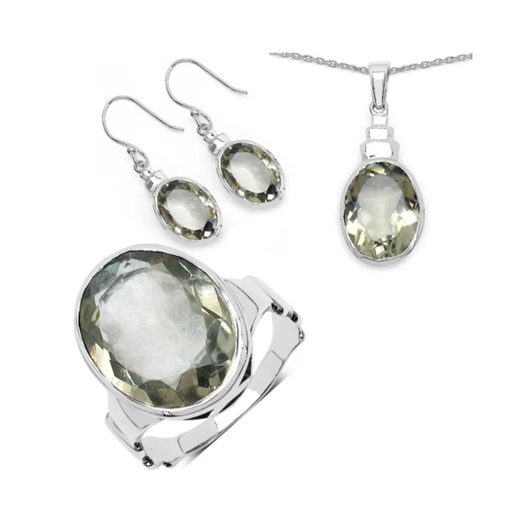 Genuine Green Amethyst Jewelry Set