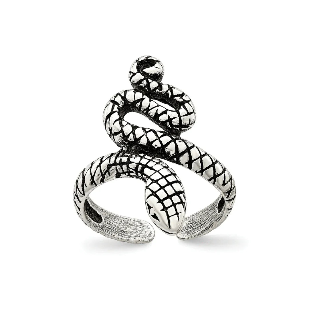 Antiqued Silver Snake Toe Ring