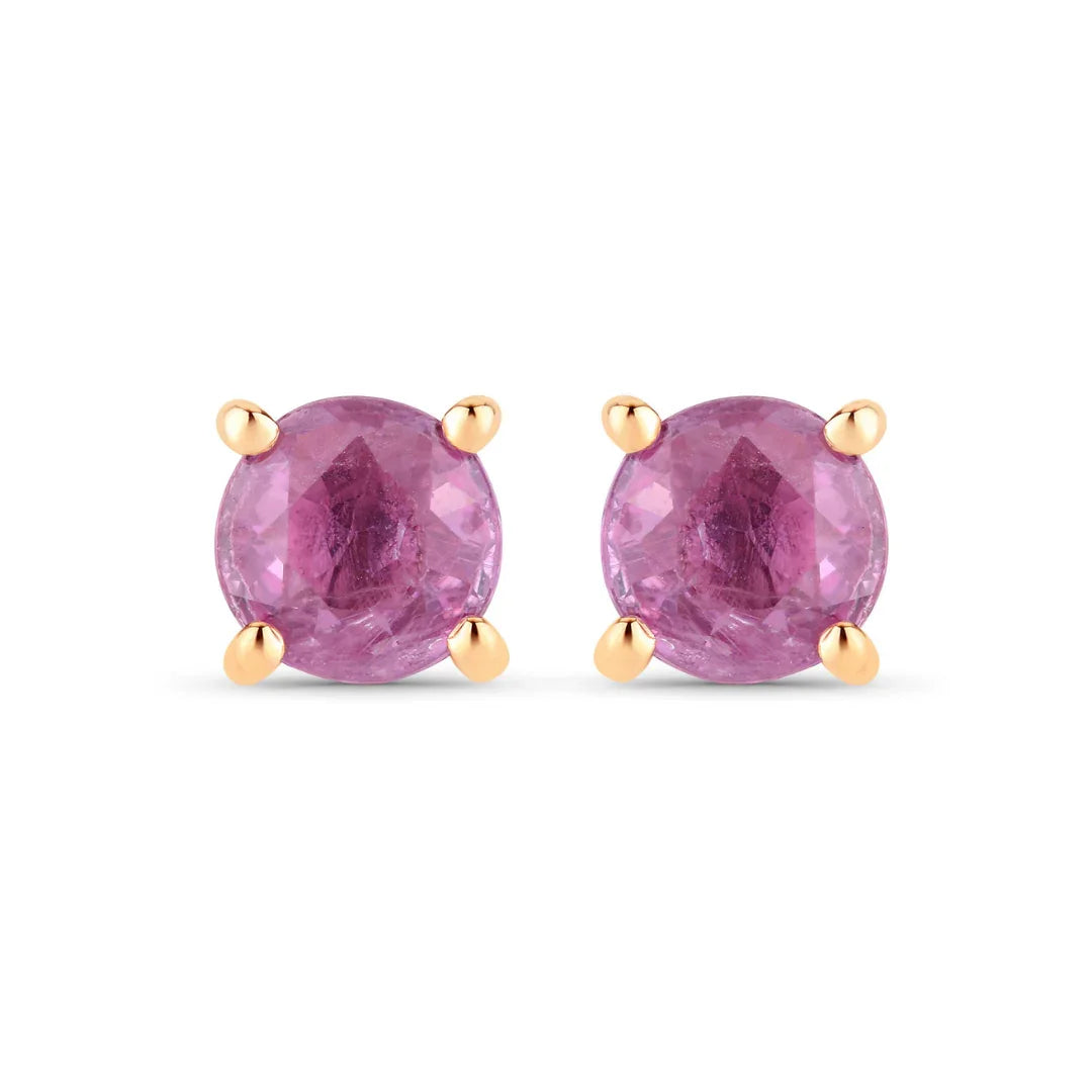 Genuine Pink Sapphire 10K Gold Earrings