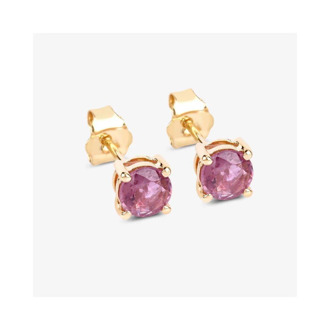 Genuine Pink Sapphire 10K Gold Earrings