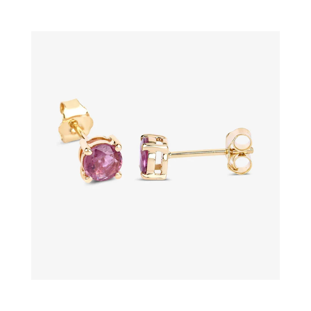 Genuine Pink Sapphire 10K Gold Earrings